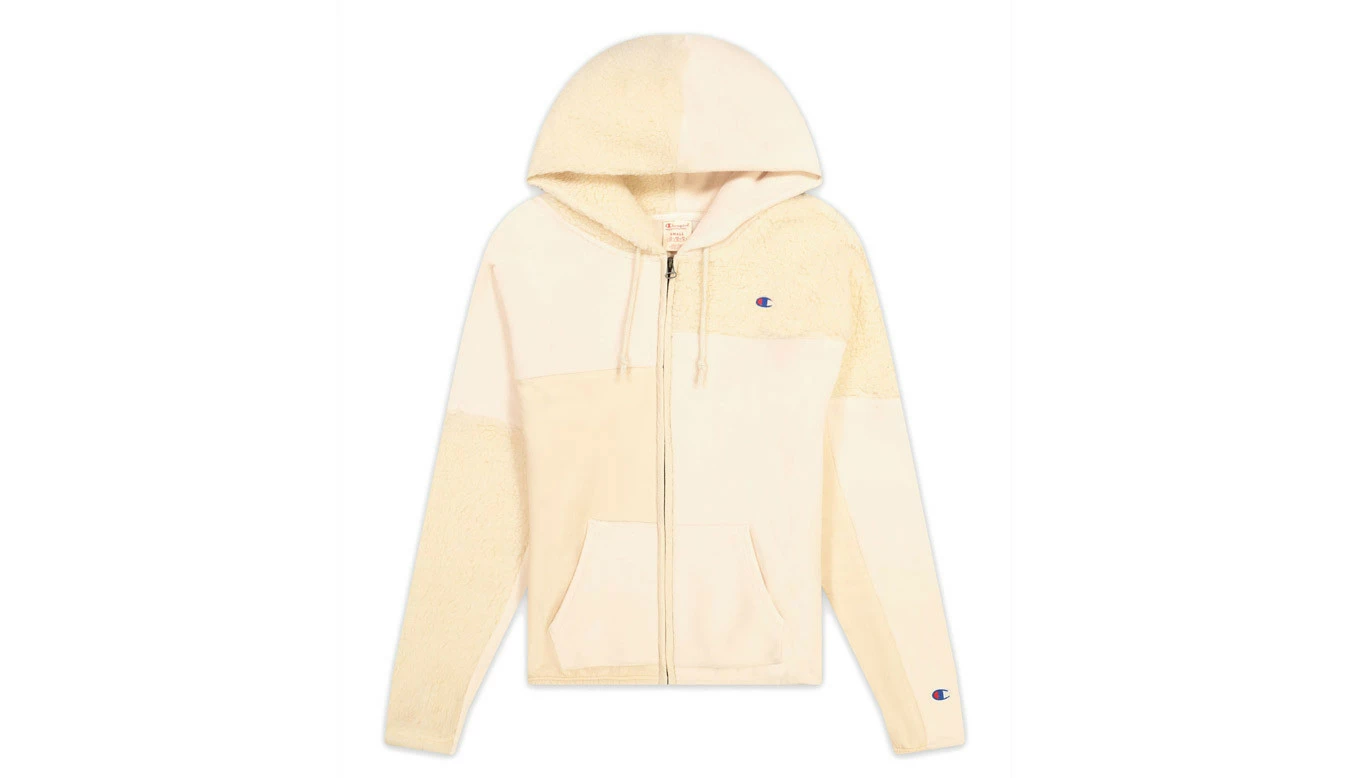 Champion Patchwork Velour Fleece ZIP-UP Hoodie Blanc / White 1 Champion Patchwork Velour Fleece ZIP-UP Hoodie Blanc / White
